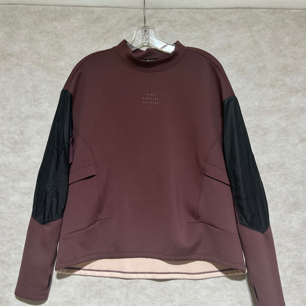 Nike Running Division Dri-FIT Mock Neck Top Plum Mauve Large CU6164-681